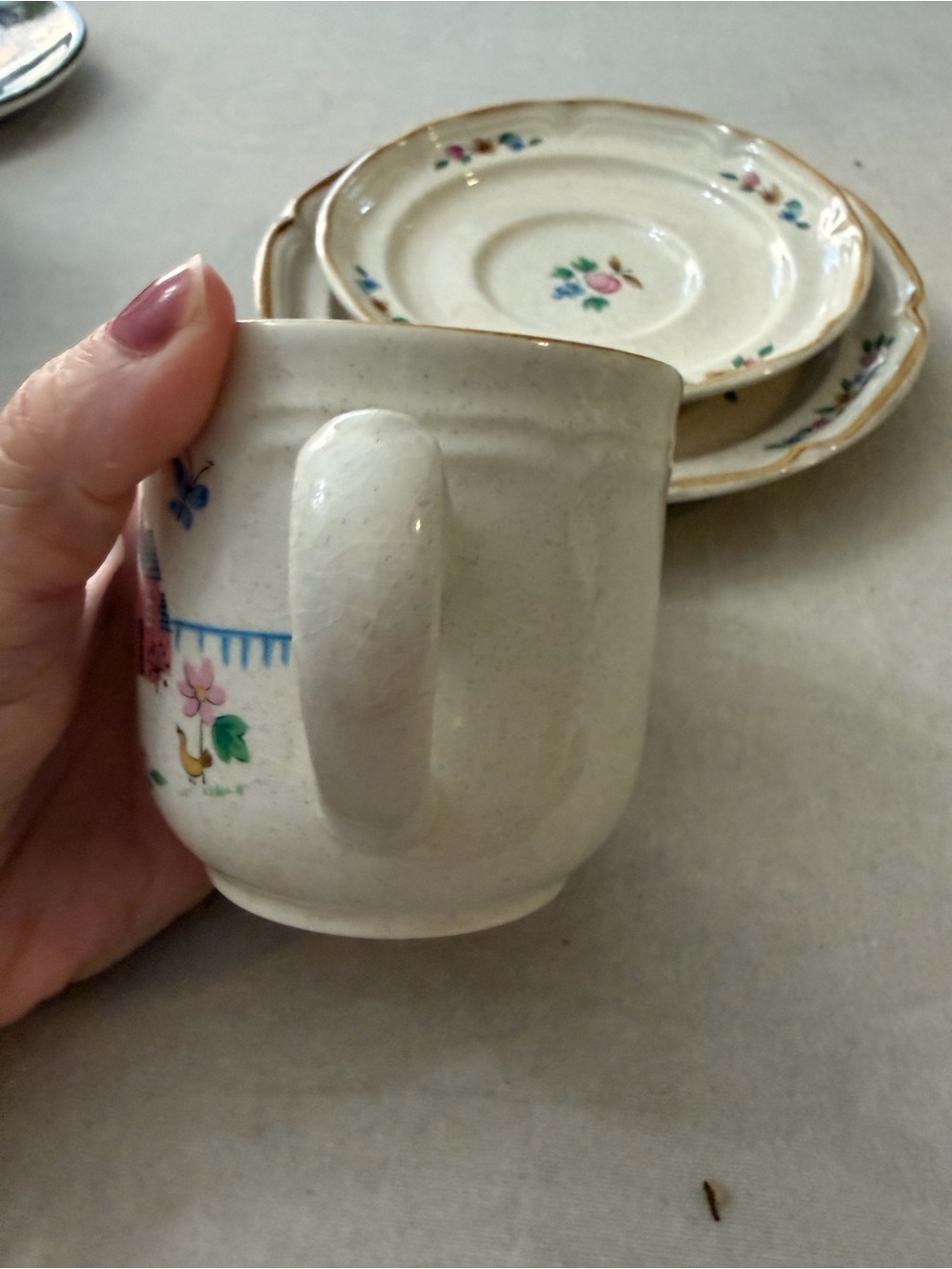 International Stoneware Cream Mug and Small Plate Set with Floral Accents - Picture 5 of 13